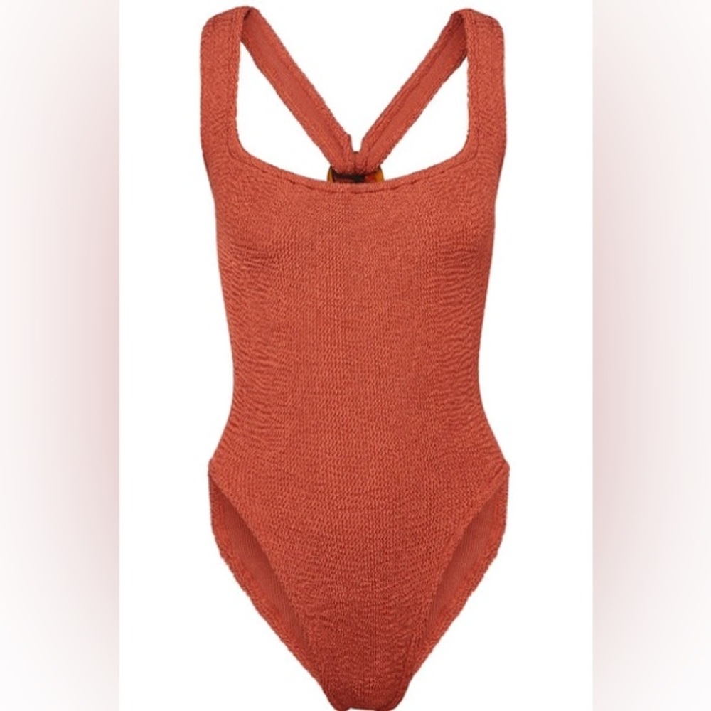 Hunza G seersucker swimsuit one piece in brick